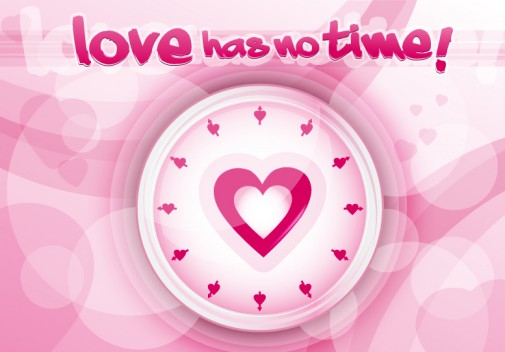 粉色爱心钟表矢量素材16设计网精选