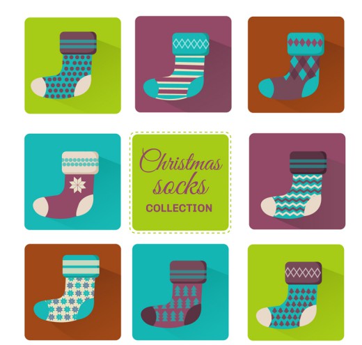 8款花纹圣诞袜矢量素材素材中国网精选