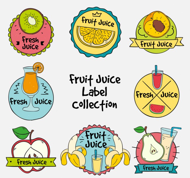8款手绘水果汁标签矢量素材素材中国网精选