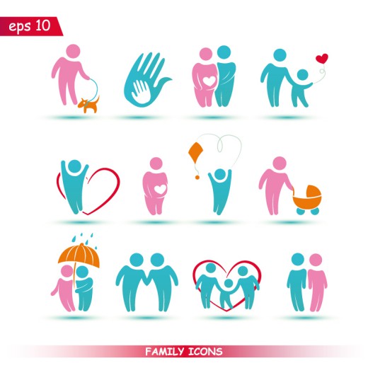 彩色家庭图标矢量素材16设计网精选
