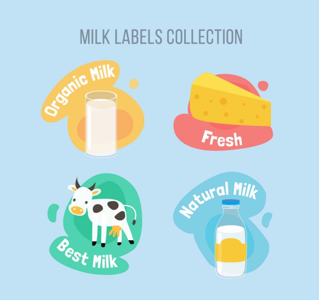 4款创意牛奶标签设计矢量图普贤居素材网精选