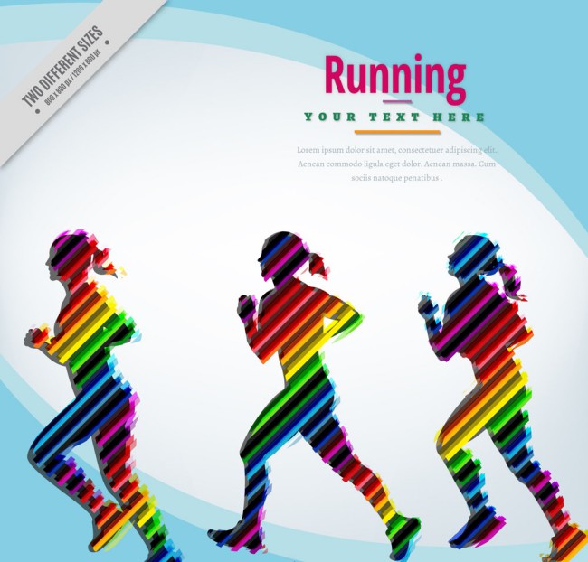3款彩色跑步女子剪影矢量素材16图库网精选