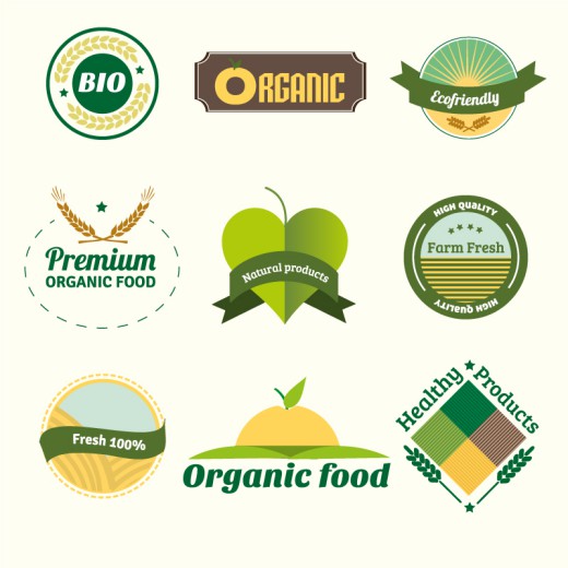 9款绿色食品标签矢量素材素材中国