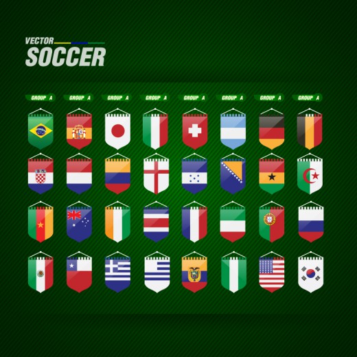 世界杯各国国旗矢量素材16设计网精