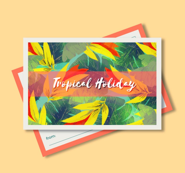 彩色热带树叶明信片矢量素材16设计