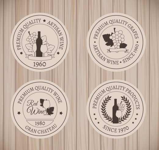4款圆形葡萄酒标签矢量素材16设计