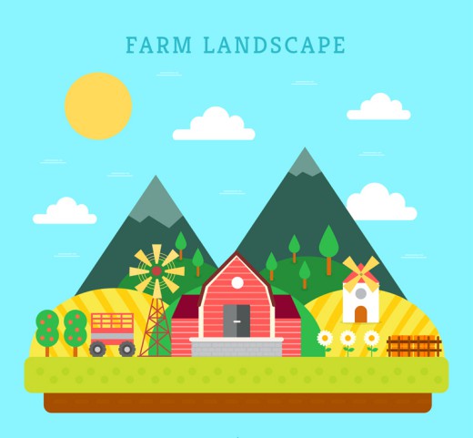 创意农场庄园风景设计矢量素材16图库网精选