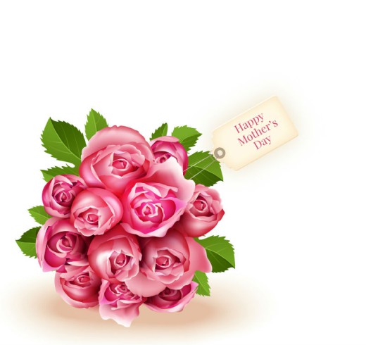 母亲节粉色玫瑰花束矢量图16设计网