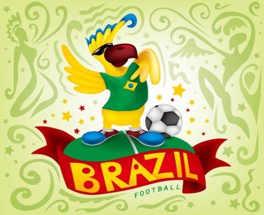 巴西世界杯鹦鹉背景矢量素材素材天