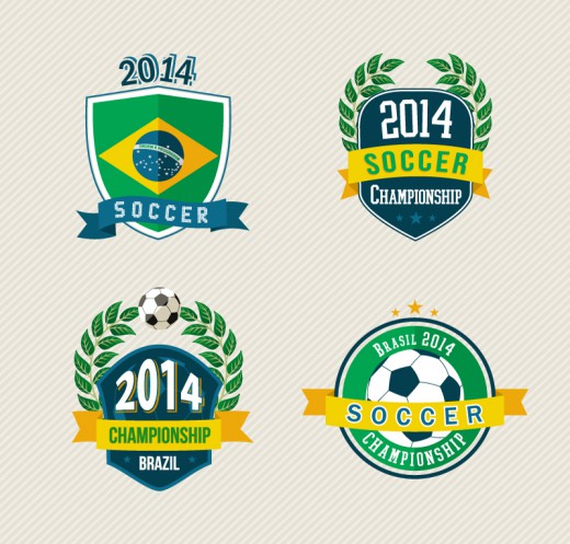 2014巴西足球世界杯标签矢量素材素