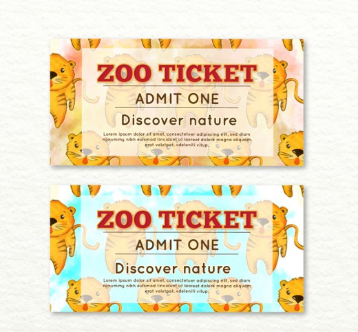 2款可爱老虎动物园门票矢量素材素材中国网精选