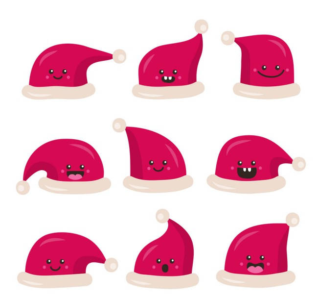 9款可爱表情圣诞帽矢量素材16素材网精选