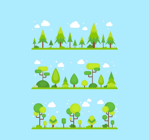 3组绿色树木设计矢量素材16图库网精选