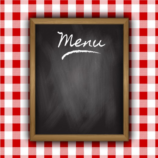 空白黑板菜单和红格子桌布设计矢量素材16素材网精选