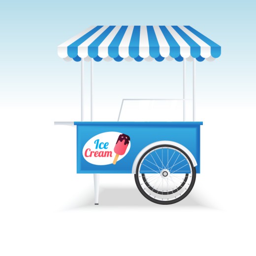 蓝色冰淇淋车矢量素材16素材网精选