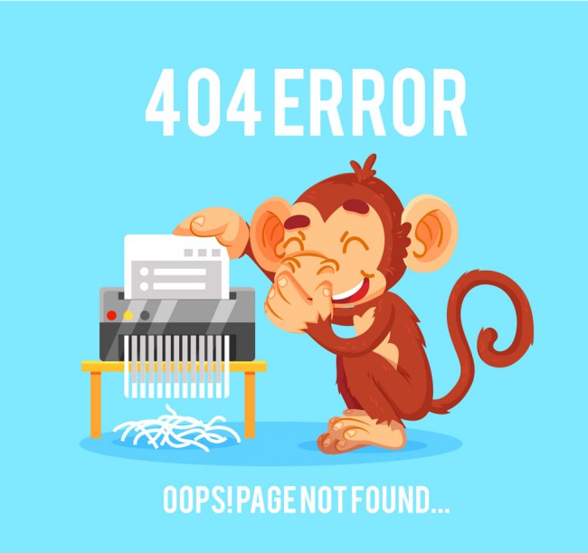 创意404错误页面猴子矢量素材普贤居素材网精选