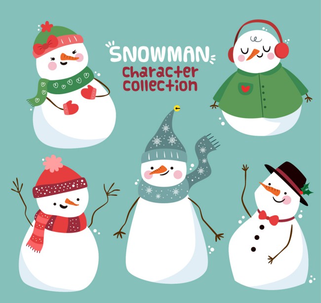 5款可爱雪人形象设计矢量素材16设计网精选