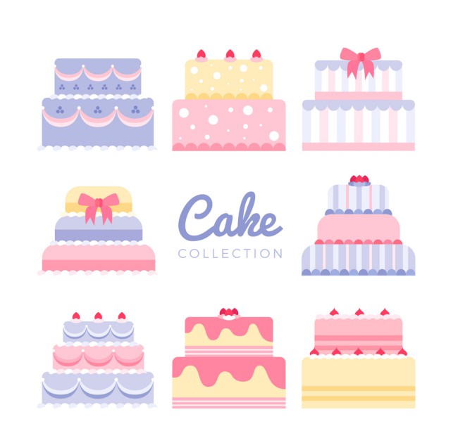 8款彩色清新蛋糕设计矢量图素材中国网精选
