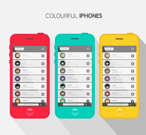 3款彩色iPhone5C设计矢量素材普贤居素材网精选