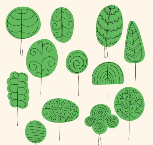 12款绿色手绘树木矢量素材16图库网精选