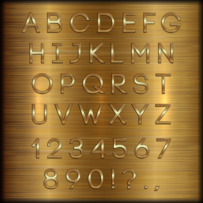 40款金色字母和数字矢量素材普贤居素材网精选
