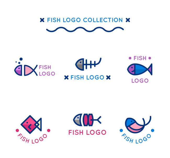 6款可爱鱼标志设计矢量图16素材网精选