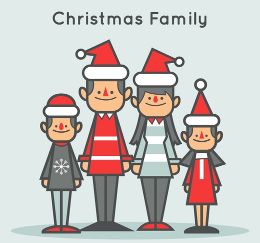 卡通圣诞家庭矢量素材16图库网精选