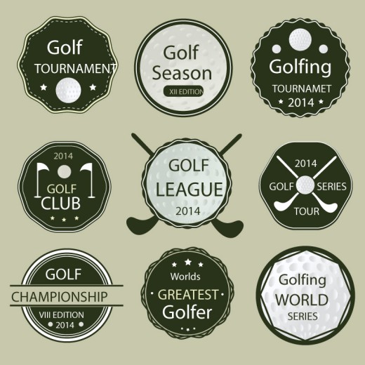9款高尔夫运动标签矢量素材素材中