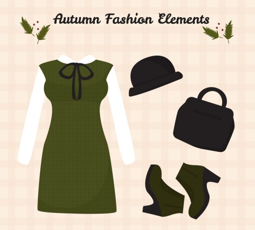 4款秋季女子服饰与配饰矢量素材素