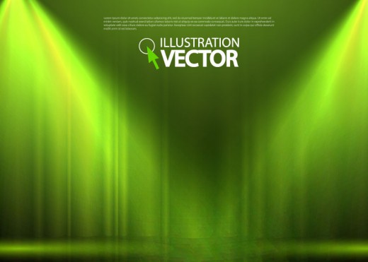 带聚光灯的绿色舞台背景矢量素材16素材网精选