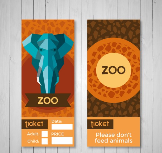 创意大象动物园门票矢量素材16素材网精选
