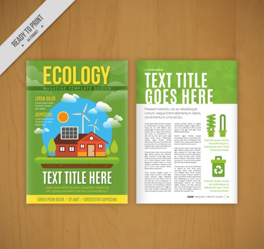 绿色生态学宣传单页矢量素材16素材网精选