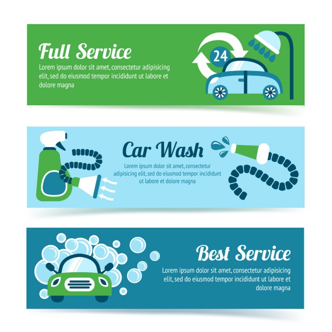 3款创意洗车服务banner矢量图素材