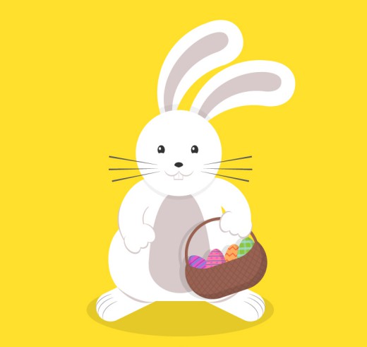 复活节挎篮子的兔子设计矢量素材普贤居素材网精选