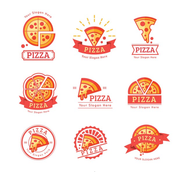 9款彩色披萨标志设计矢量素材普贤居素材网精选