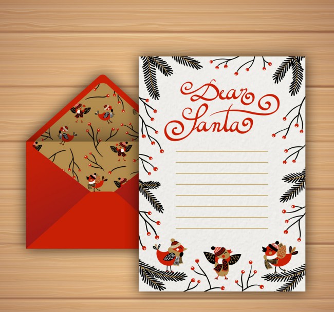 可爱圣诞信纸和信封矢量素材16设计