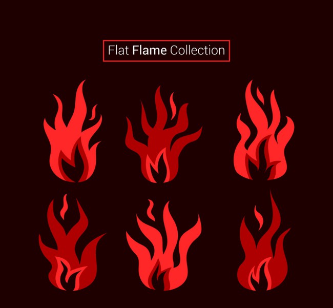 6款扁平化红色火焰矢量素材16图库网精选