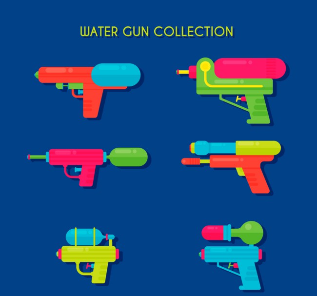 6款彩色玩具水枪矢量素材普贤居素材网精选