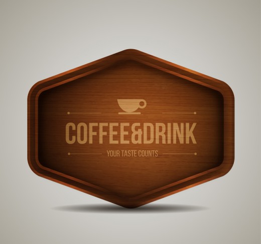 创意咖啡木制牌矢量素材16素材网精选
