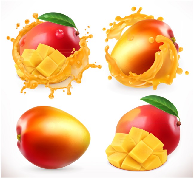 4款美味芒果和芒果汁设计矢量图素材中国网精选