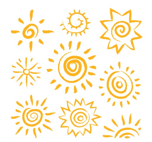 9款橙色手绘太阳矢量素材素材天下精选