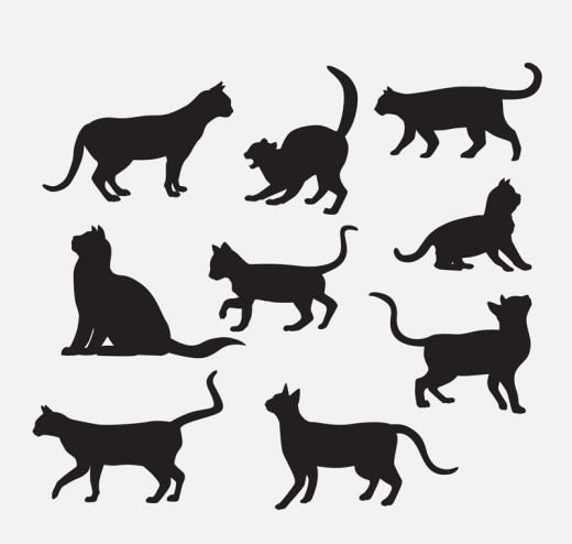 9款宠物猫剪影矢量素材16图库网精选