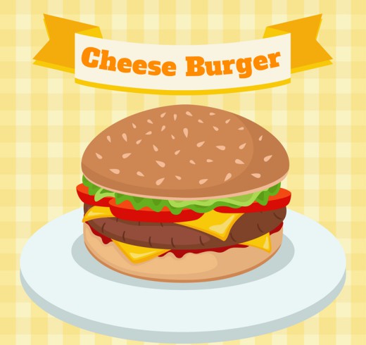 美味奶酪汉堡包矢量素材16图库网精选