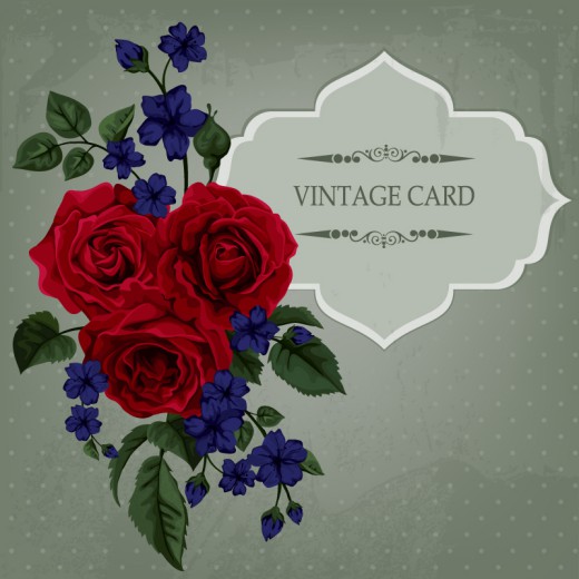 红玫瑰花束装饰卡片矢量素材素材天