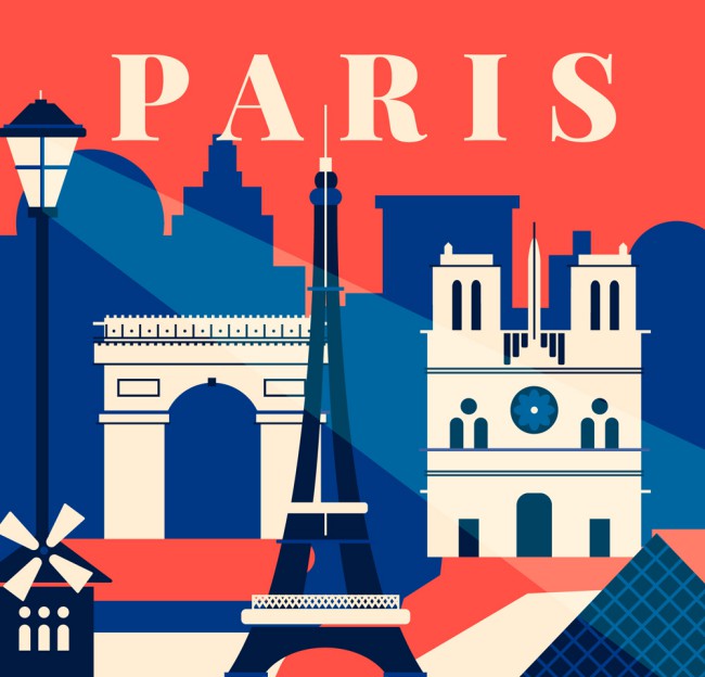时尚巴黎都市剪影矢量素材16设计网精选