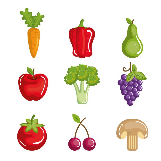 9款健康蔬菜和水果矢量素材普贤居素材网精选