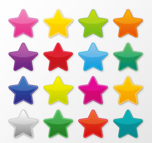 16个彩色星星矢量素材16图库网精选