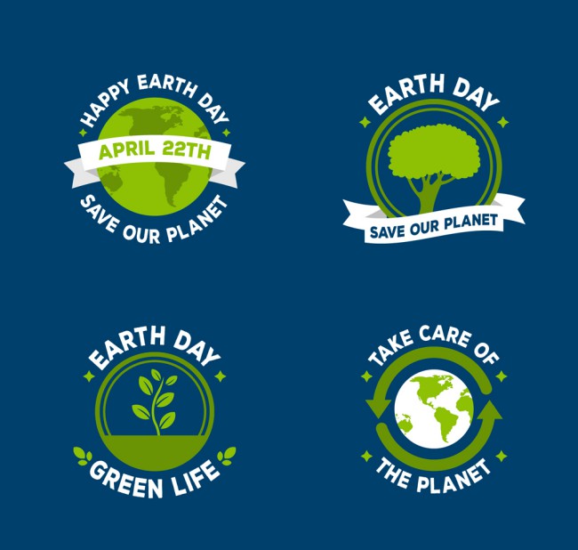 4款绿色世界地球日标签矢量图16素材网精选