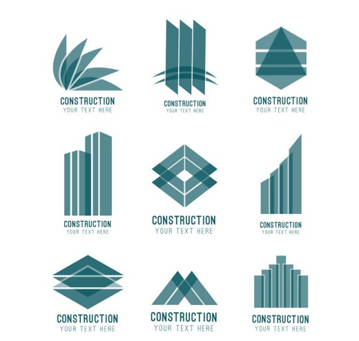 9款抽象建筑标志矢量素材素材中国