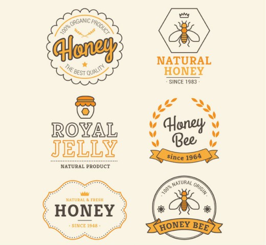 6款创意蜂蜜标签矢量素材16图库网精选